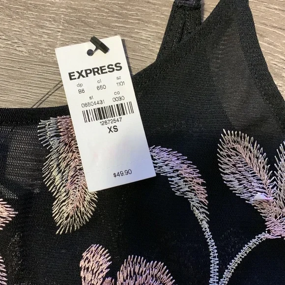 Express flower sheer bodysuit tank size XS - Picture 2 of 3